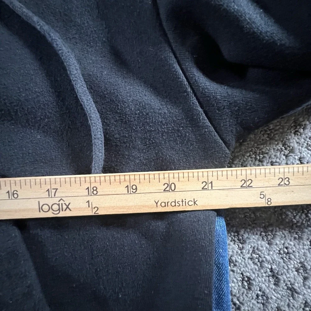 ZARA‎ Denim Hoodie Women S Blue Black Women in Art Graphic Hybrid Jacket SS19